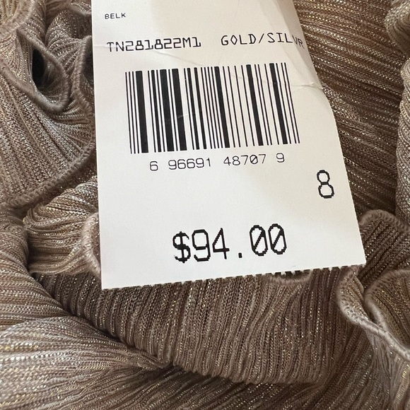 Connected Apparel Dress Womens 8 Gold Silver Metallic Tiered Short Sleeved NWT - Picture 6 of 6